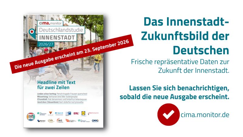 Deutschlandstudie Innenstadt 2026/27: Jetzt vormerken 📍 Was zieht Menschen heute in die Innenstadt und was hält sie fern? Am 23. S…